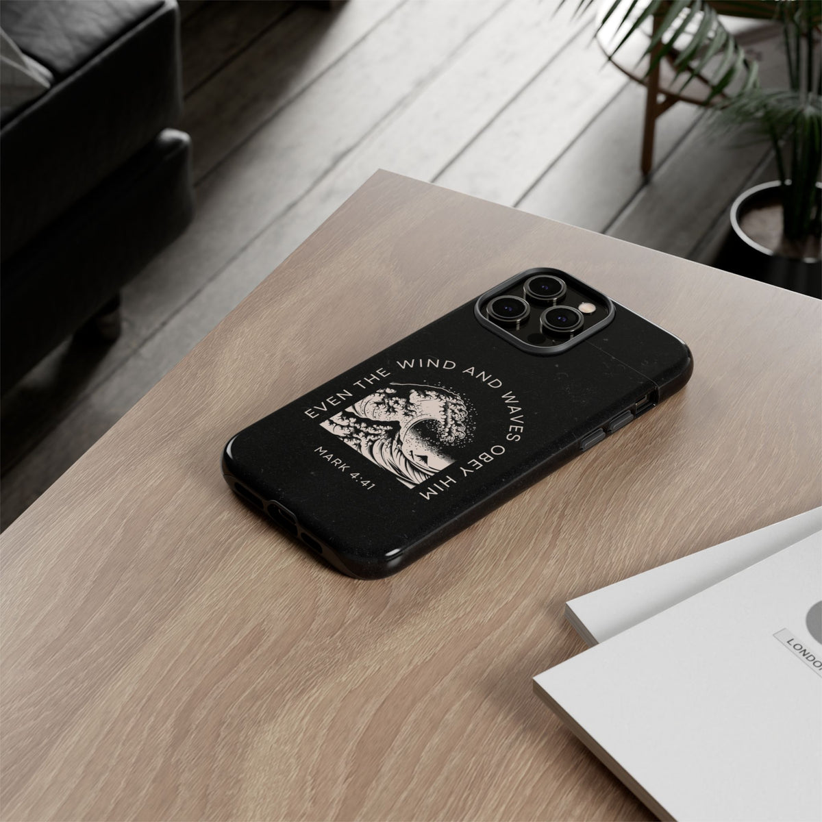Even the Wind and Waves Obey Him phone case Mark 4:41 scripture iPhone case