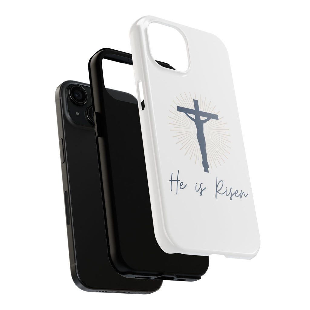 He Is Risen Phone Case — Christian Cross iPhone Case, Easter Faith Protector
