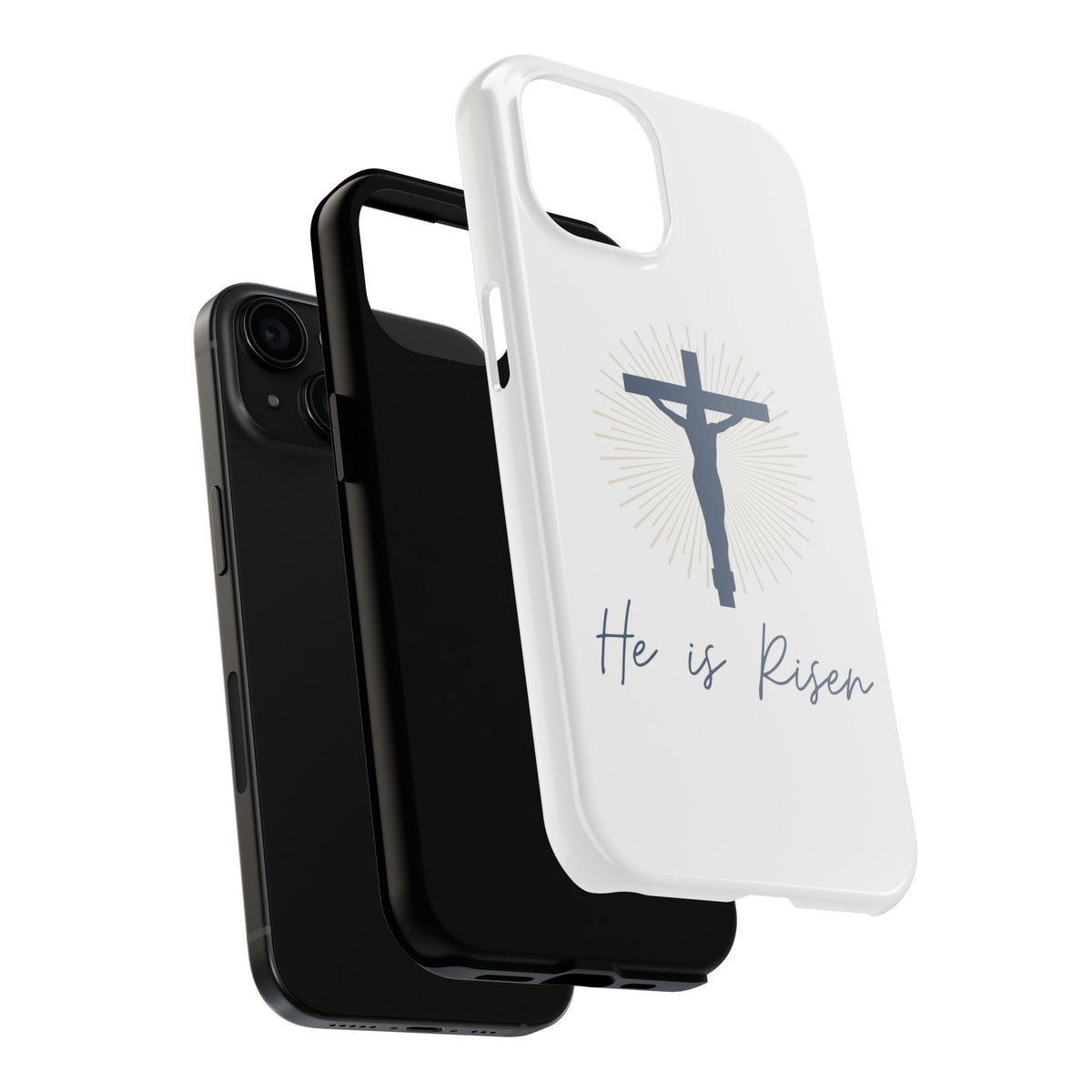 He Is Risen Phone Case — Christian Cross iPhone Case, Easter Faith Protector