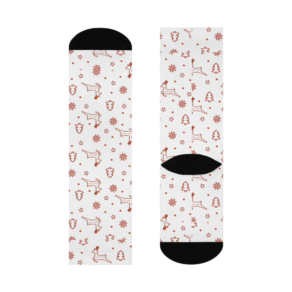 Cozy Gingerbread Pattern Cushioned Crew Socks – Holiday Baking & Winter Treats Design