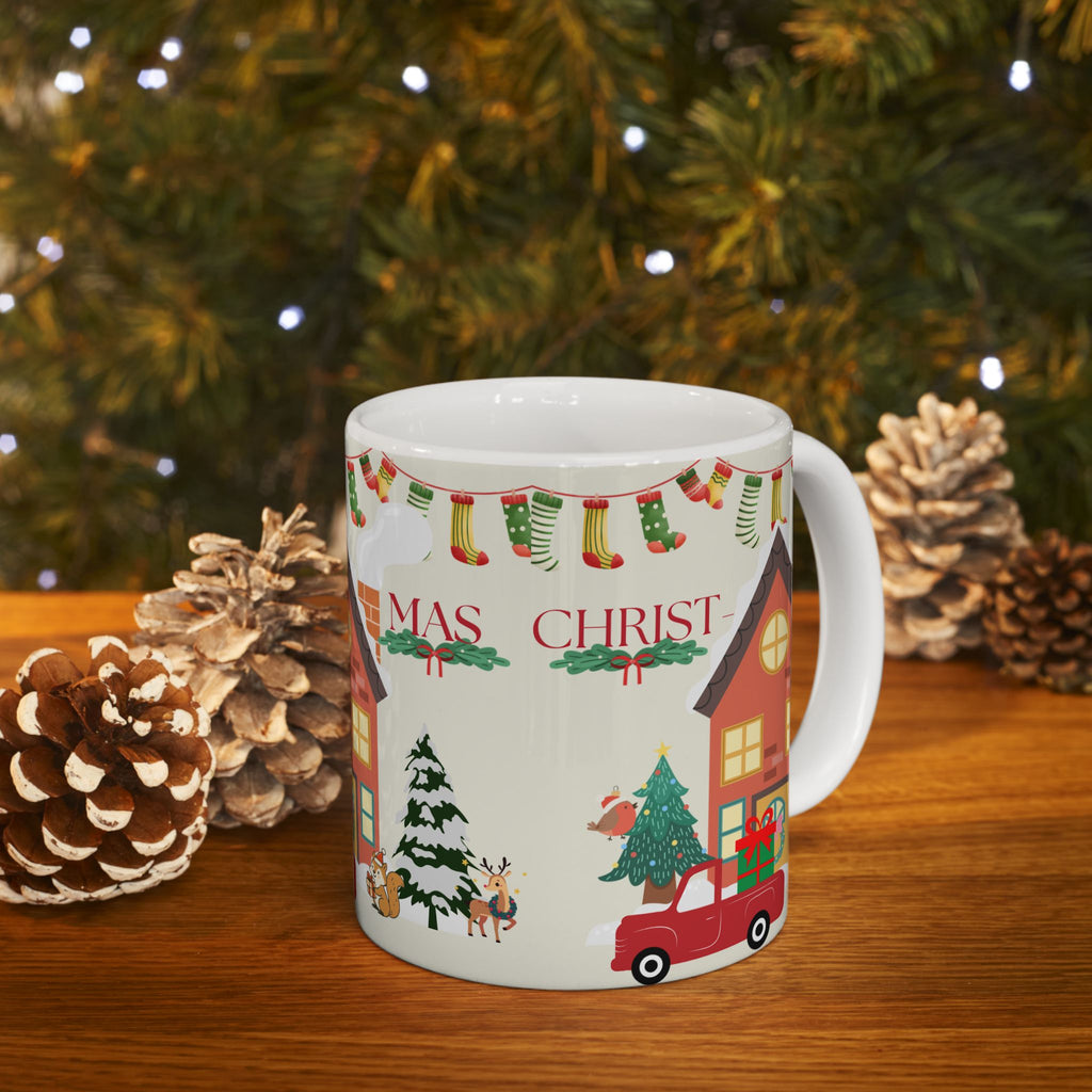 Cozy Christmas House Mug | Ceramic Holiday Coffee Cup