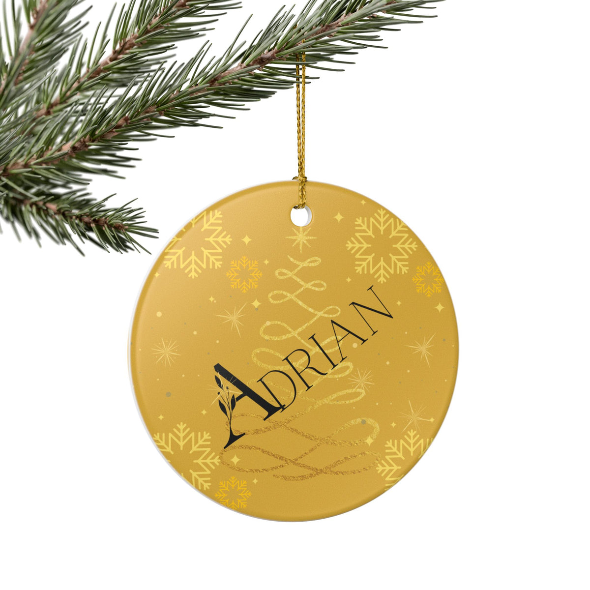 Holiday Ceramic Ornament Personalized "Adrian" Christmas Decoration