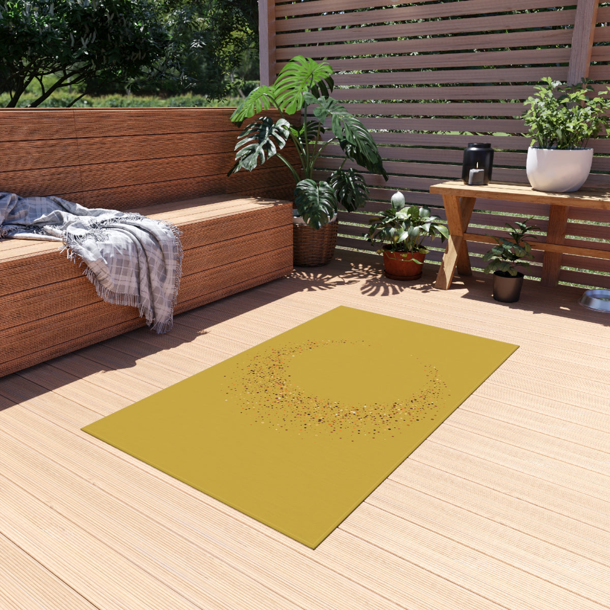 Elegant Crescent Confetti Outdoor Rug — Weatherproof Patio Doormat