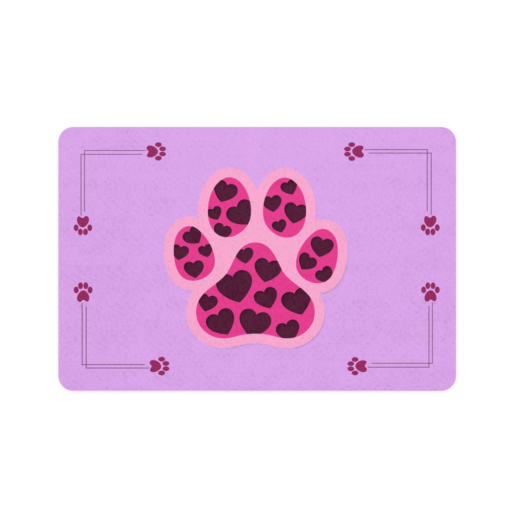 Pink Leopard Paw Pet Food Mat (12x18) – Cute Non-Slip Feeding Placemat for Cats & Small Dogs