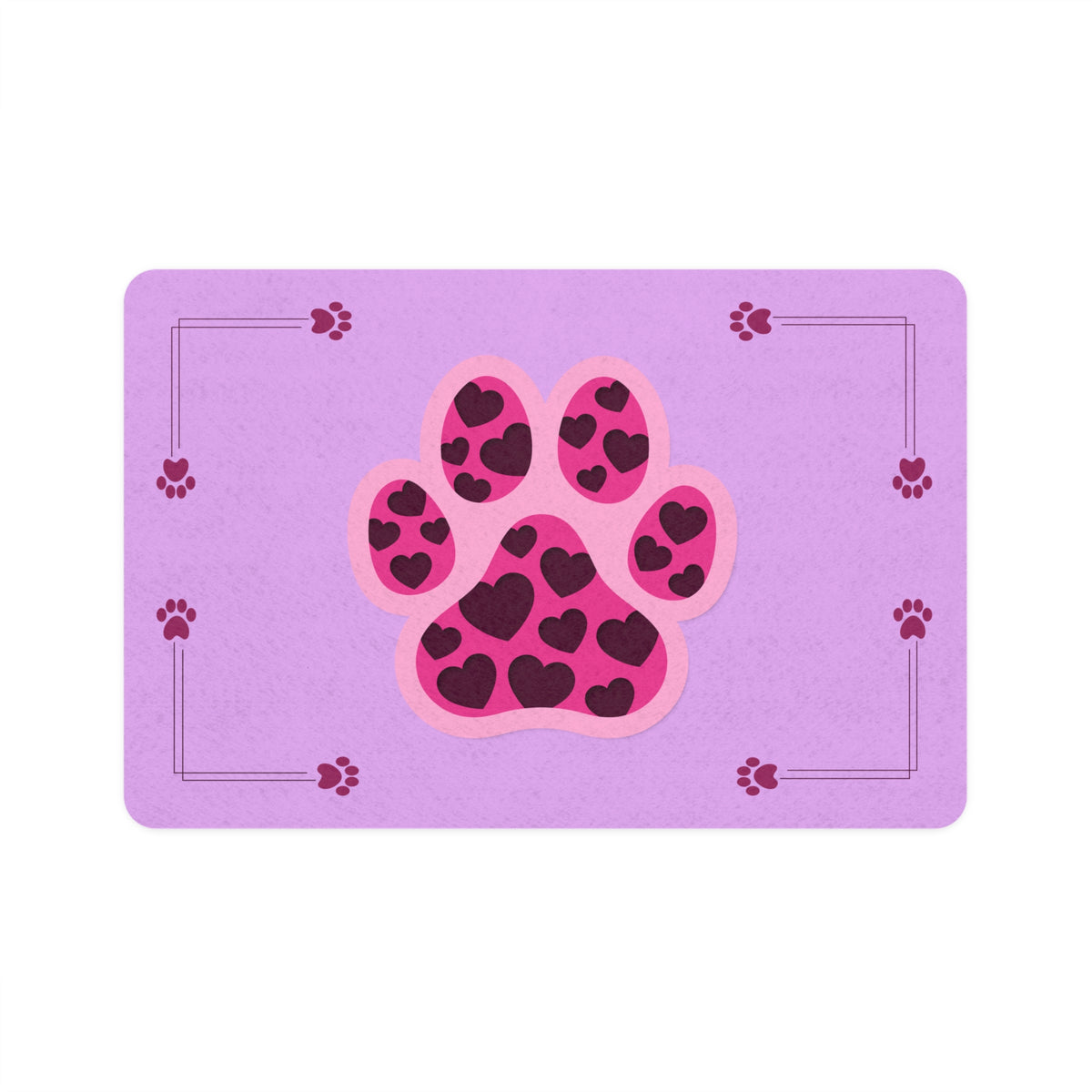 Pink Leopard Paw Pet Food Mat (12x18) – Cute Non-Slip Feeding Placemat for Cats & Small Dogs