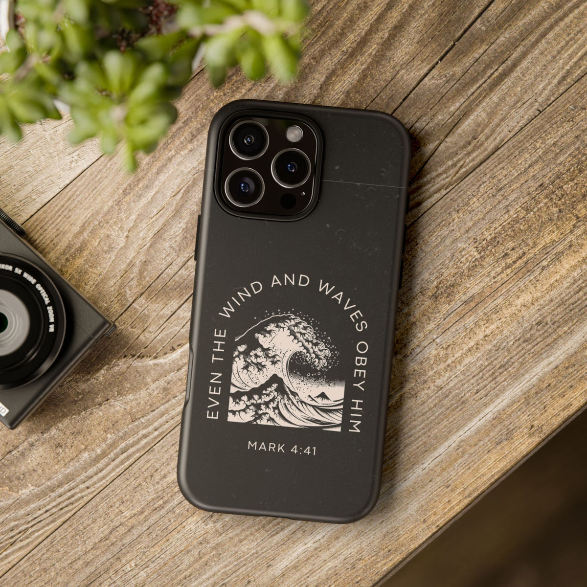 Even the Wind and Waves Obey Him phone case Mark 4:41 scripture iPhone case
