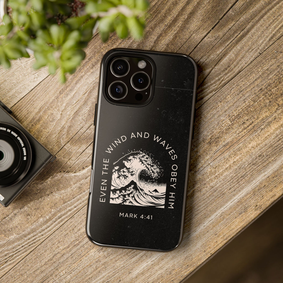 Even the Wind and Waves Obey Him phone case Mark 4:41 scripture iPhone case