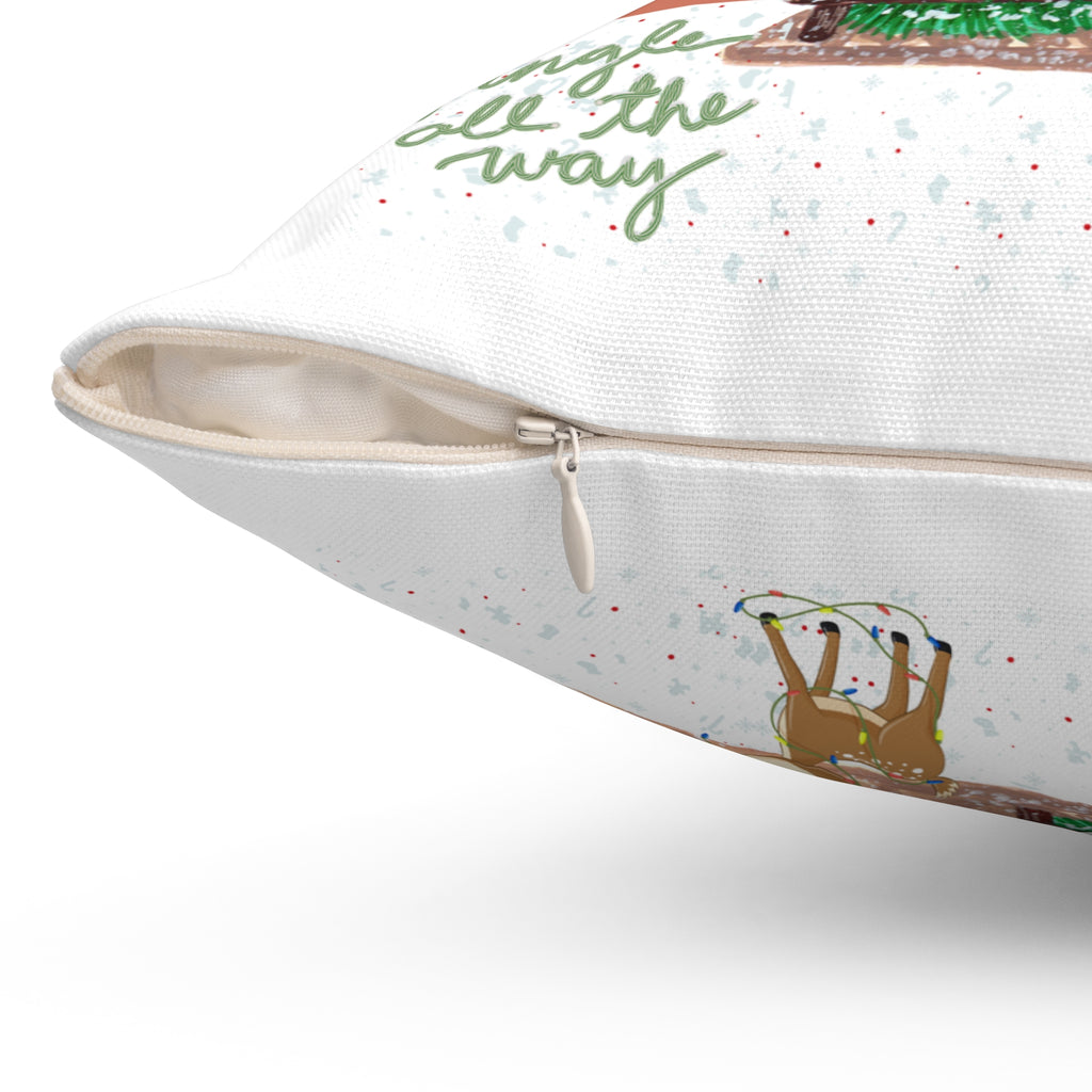Christmas Barn Holiday Throw Pillow — 'Jingle All the Way' Jesus Farmhouse Decor