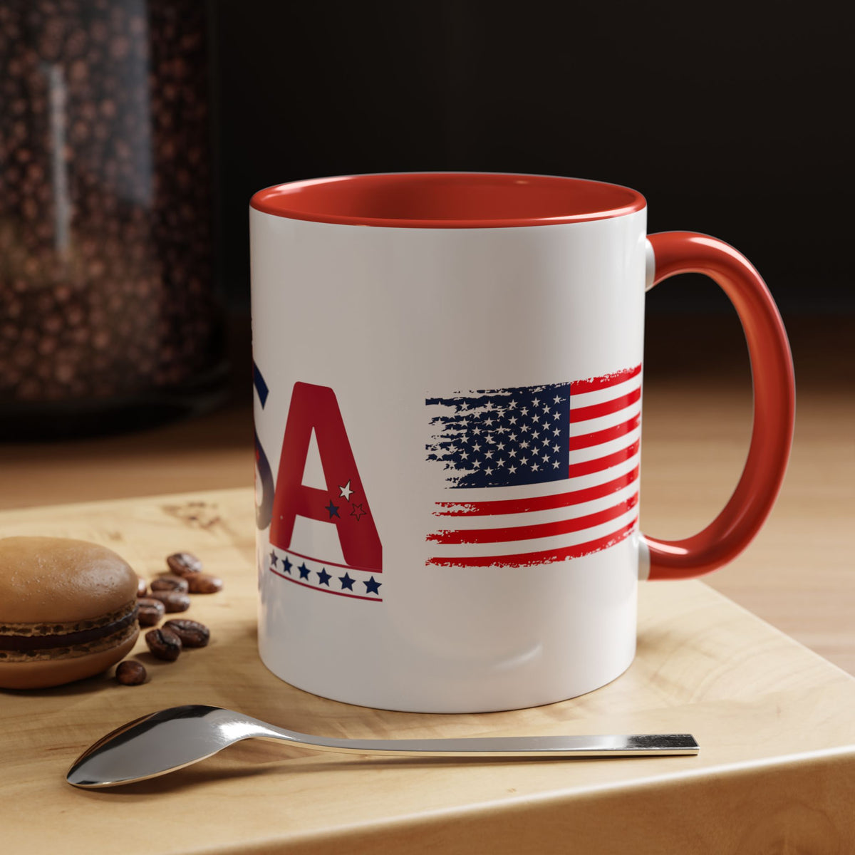 USA Flag Design Coffee Mug (11oz) Patriotic Stars Stripes