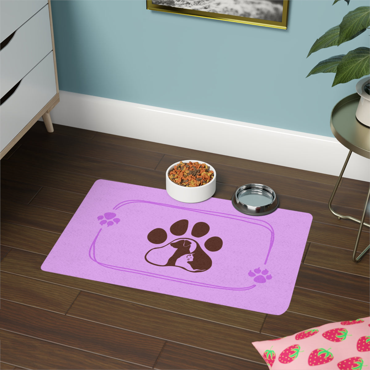 Lovely Comfy Pet Food Mat 12x18 Non-Slip Bowl Mat for Cats and Dogs