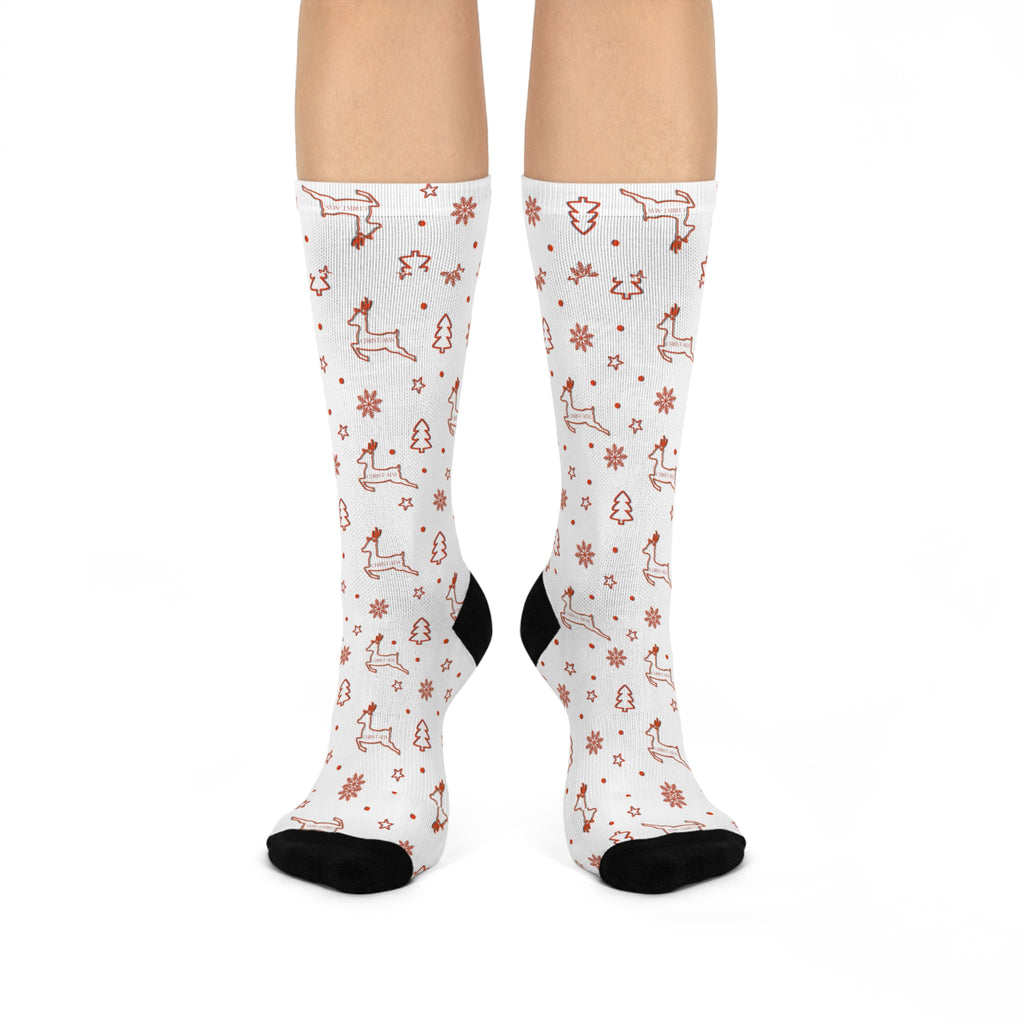 Cozy Gingerbread Pattern Cushioned Crew Socks – Holiday Baking & Winter Treats Design