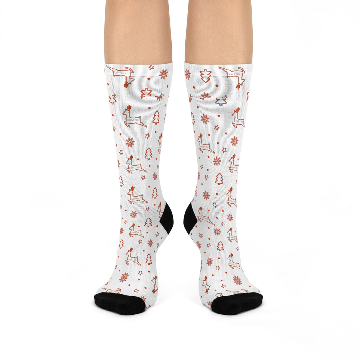 Cozy Gingerbread Pattern Cushioned Crew Socks – Holiday Baking & Winter Treats Design