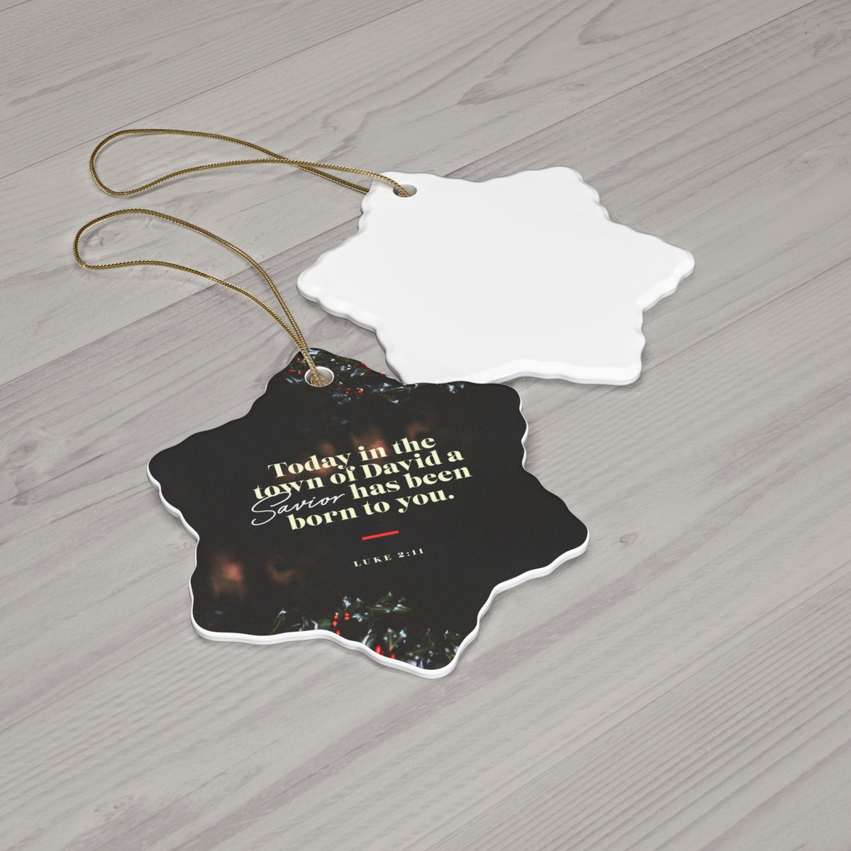 Ceramic Ornament "Today in the town of David a Savior has been born to you" Christmas Tree Ornament