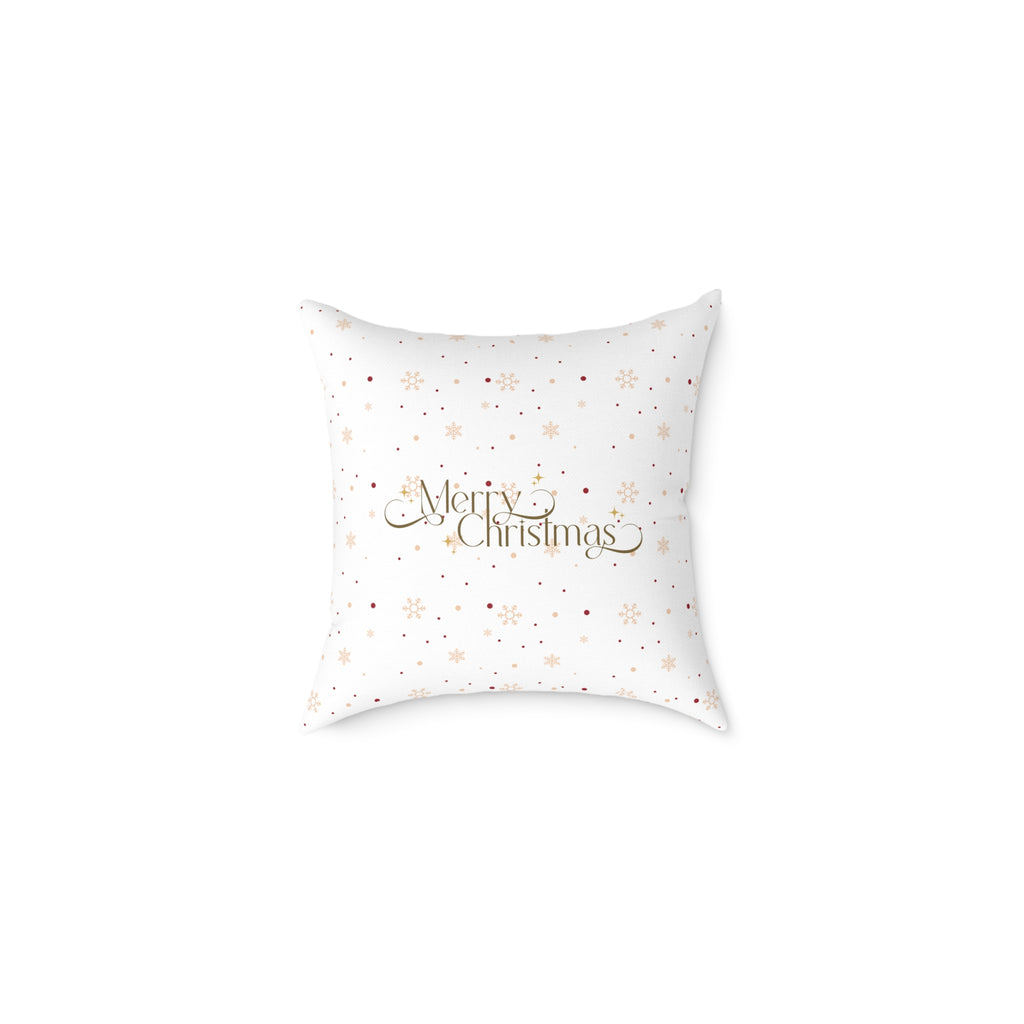 Christmas Throw Pillow - 'Merry Christmas' Gold Script with Psalm 23 Verse, Festive Star Pattern