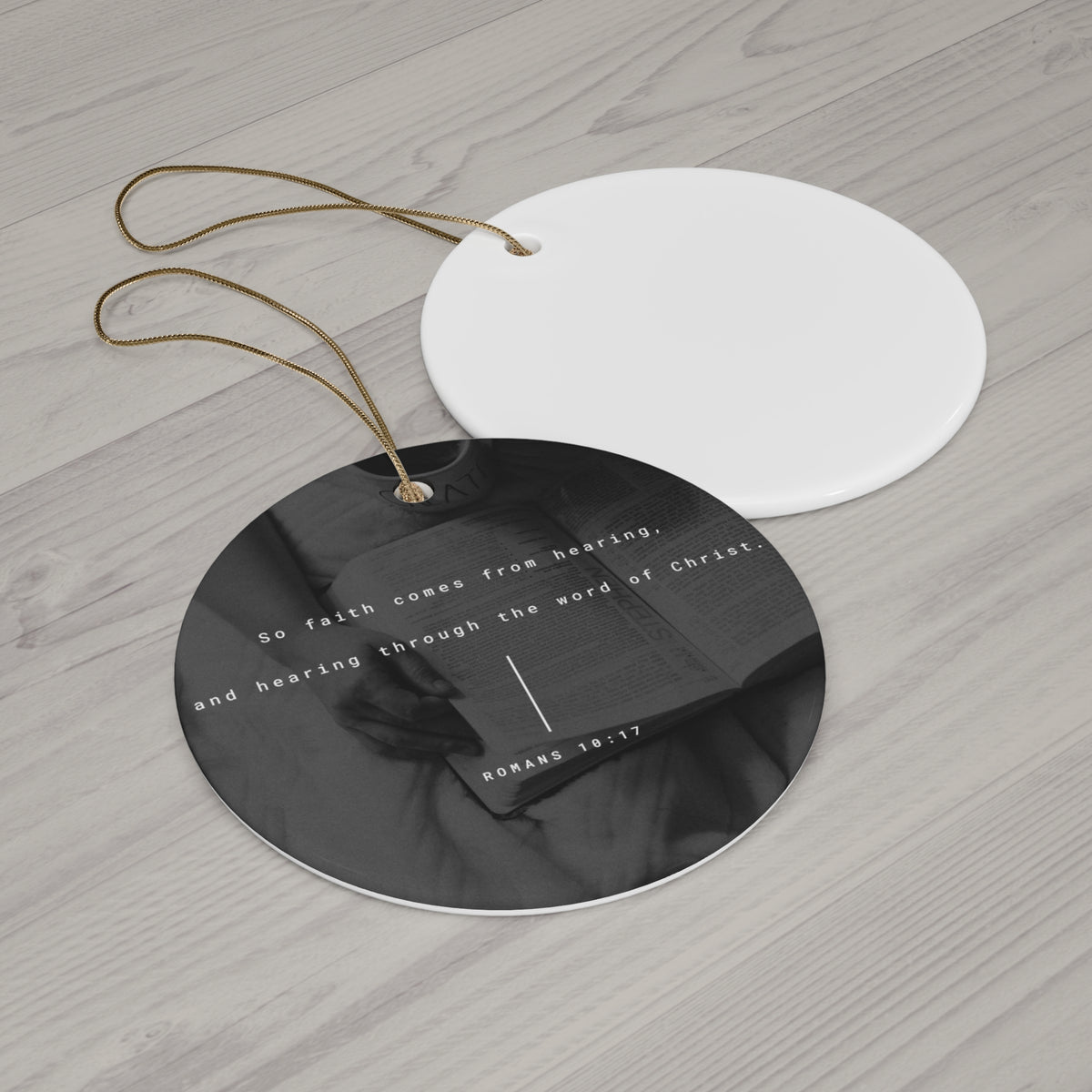 Christian Scripture Star Ornament — Romans 10:17 Ceramic Christmas Ornament
