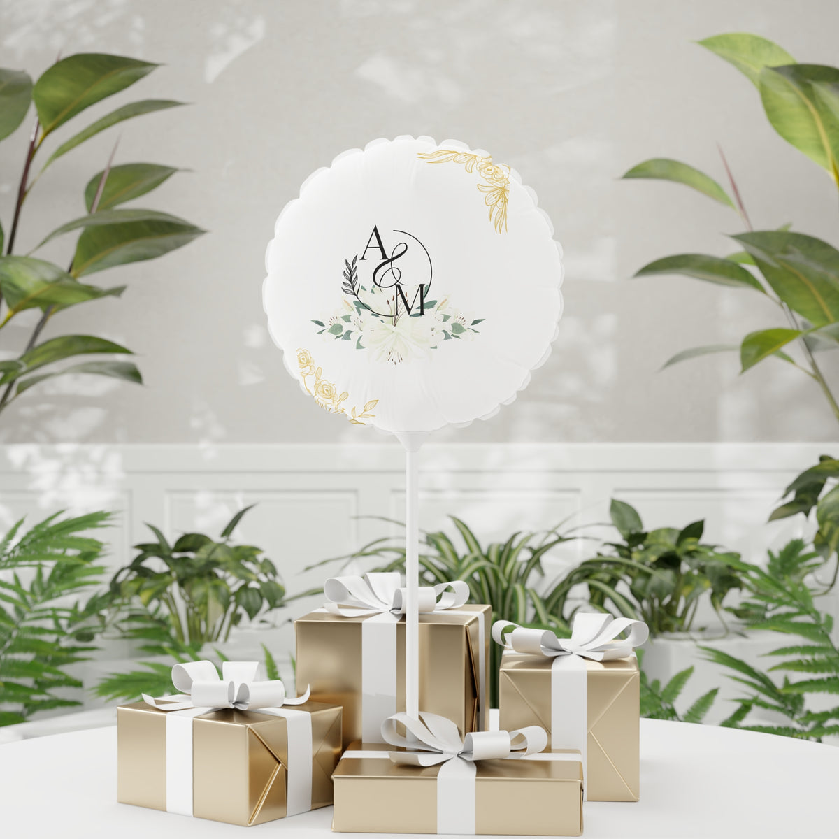 A Marriage in Christ" Wedding Balloon Beautiful White Floral