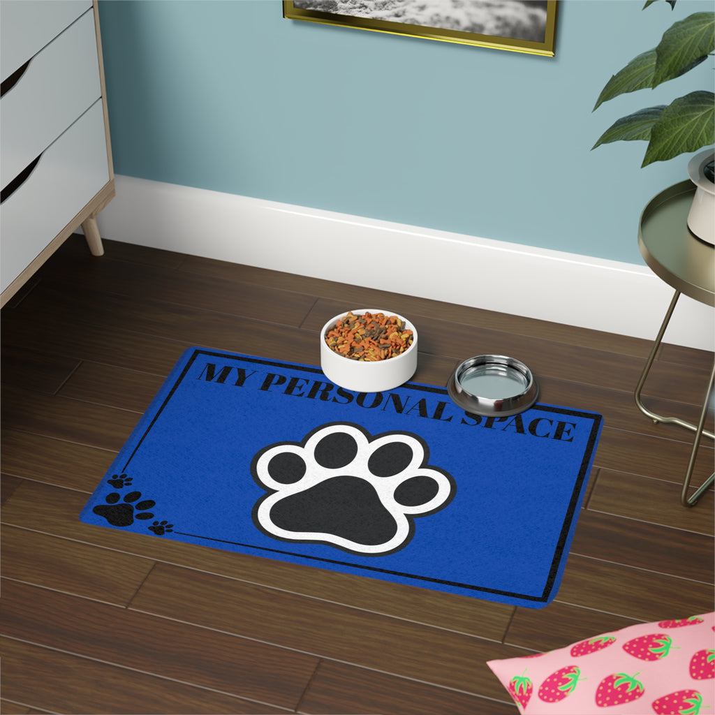 Lovely Pet Food Mat - "My Personal Space" Paw Print 12x18 Feeding Mat