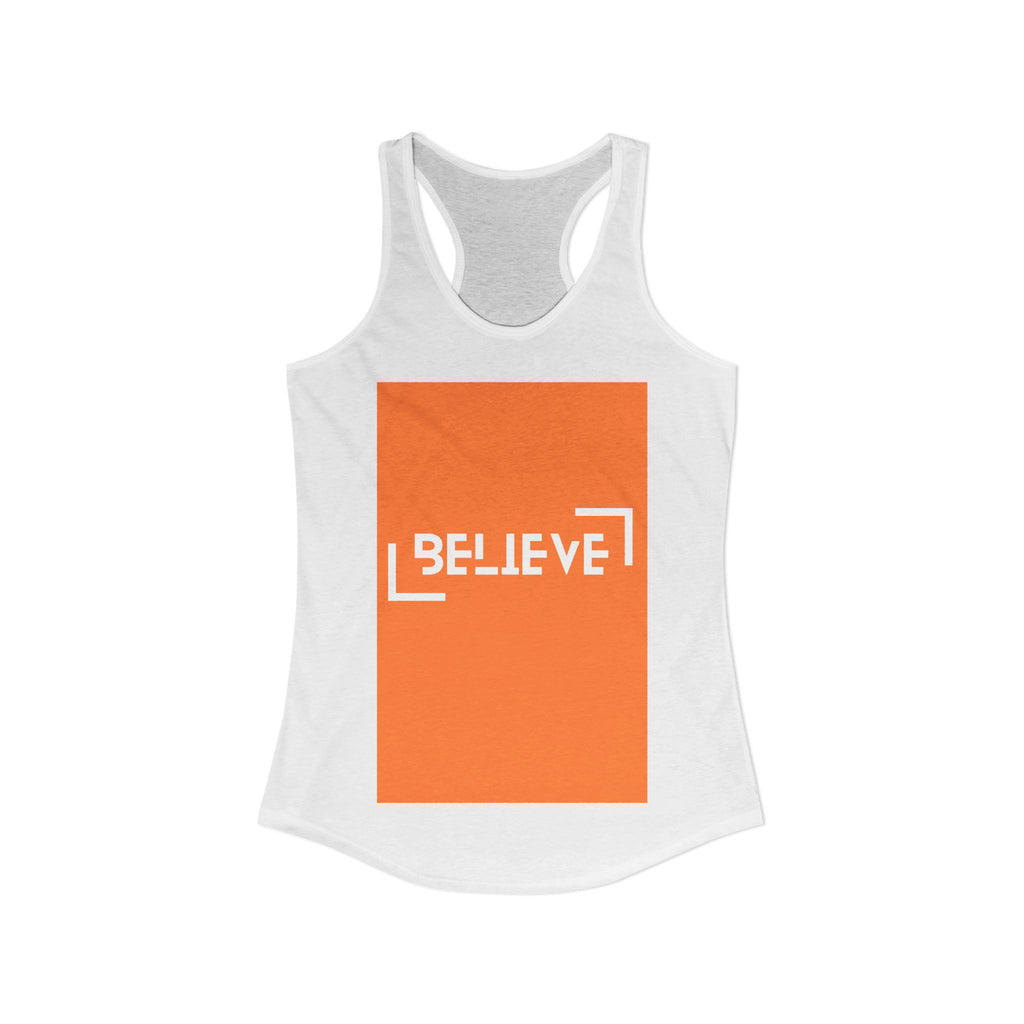 Women’s "BELIEVE" Inspirational Fitted Racerback Tank Top | Lightweight Workout & Casual Activewear