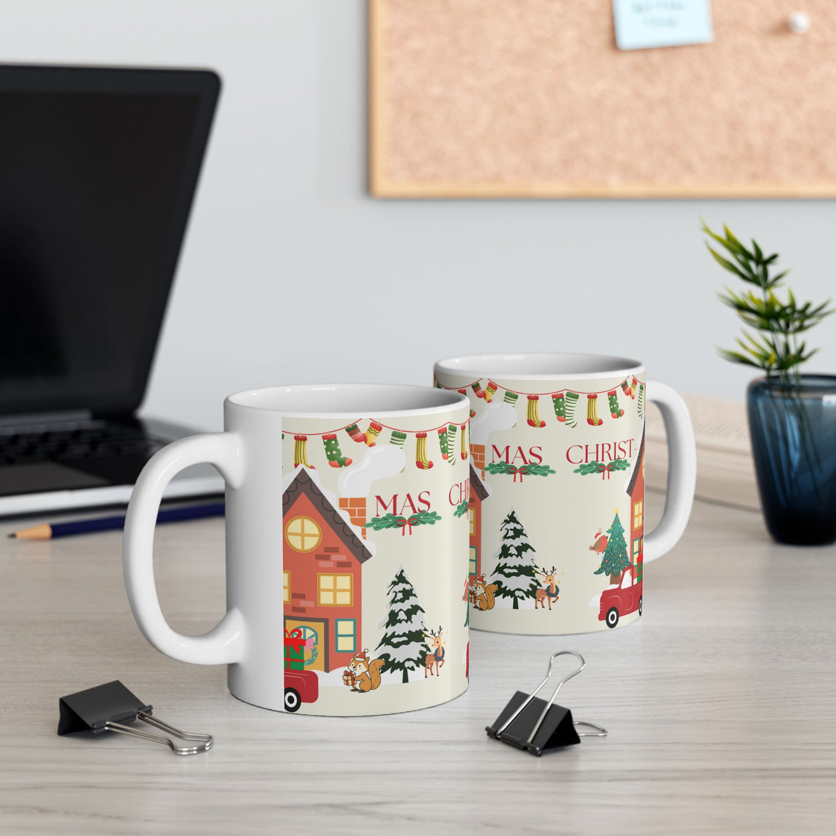 Cozy Christmas House Mug | Ceramic Holiday Coffee Cup