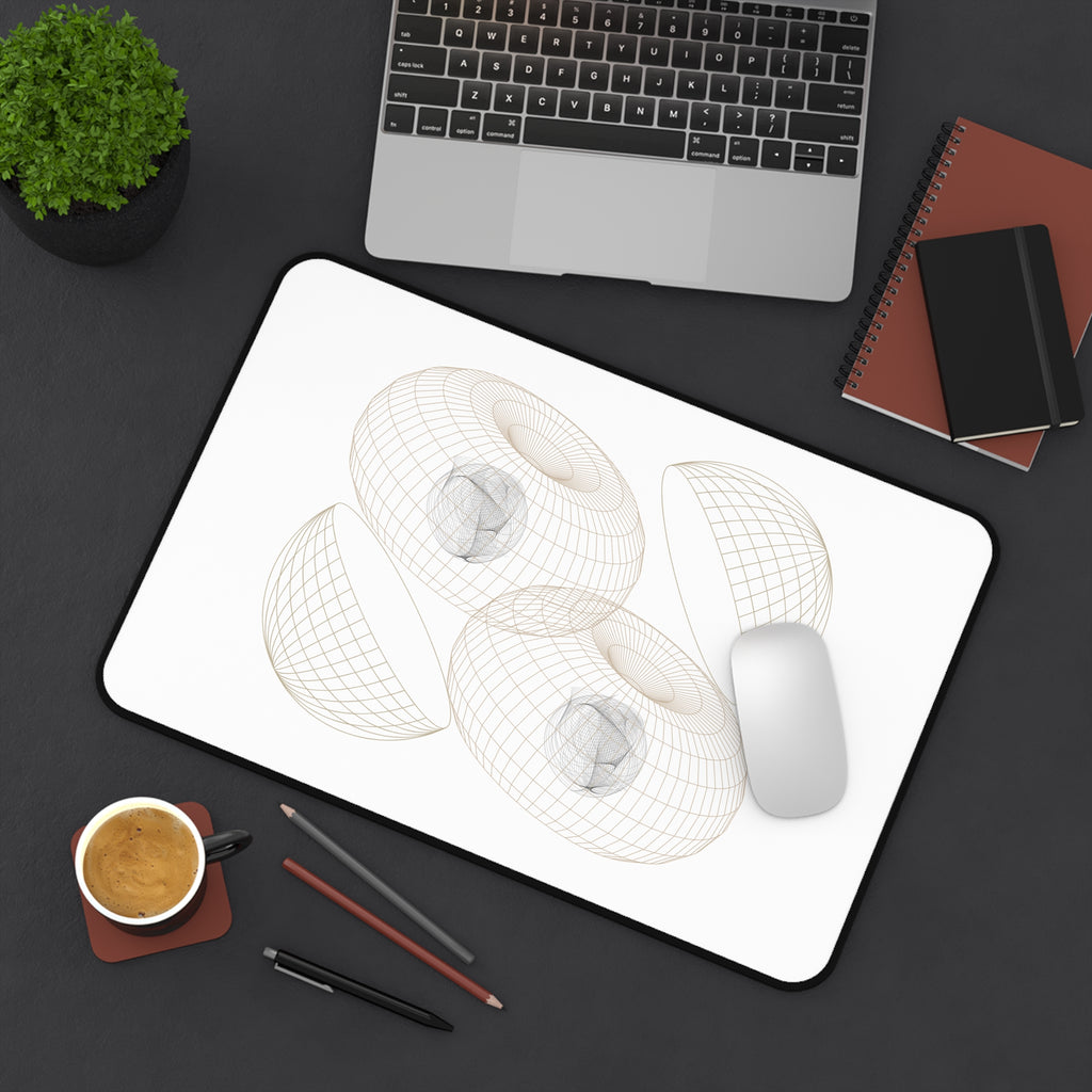 Geometric Wireframe Donut Desk Mat | Minimal Tech Mousepad