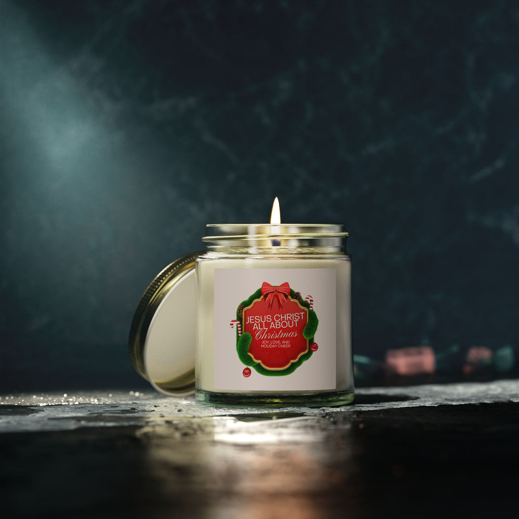 Christmas Candle — "Jesus Christ Is All About Christmas" Scented Coconut Apricot Wax (4oz)