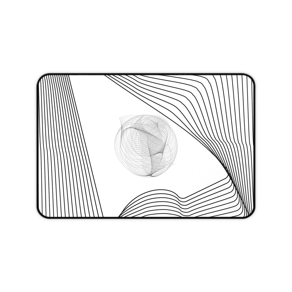 Abstract Black & White Line Art Desk Mat — Minimalist Office Mouse Pad