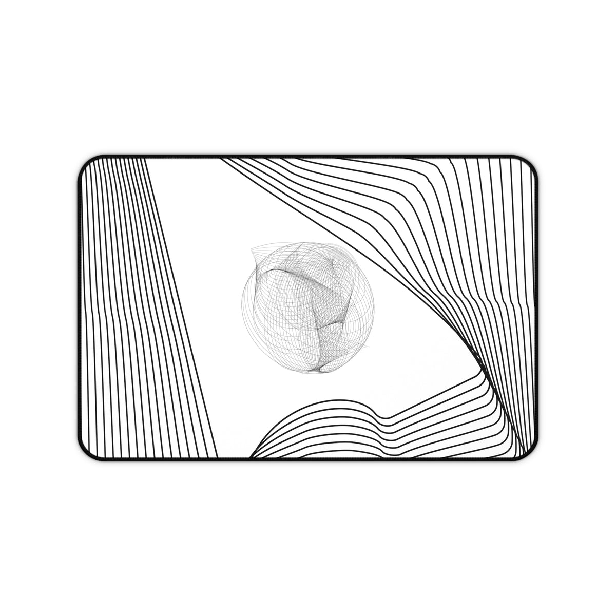 Abstract Black & White Line Art Desk Mat — Minimalist Office Mouse Pad