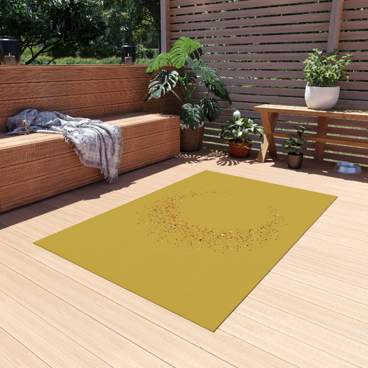 Elegant Crescent Confetti Outdoor Rug — Weatherproof Patio Doormat