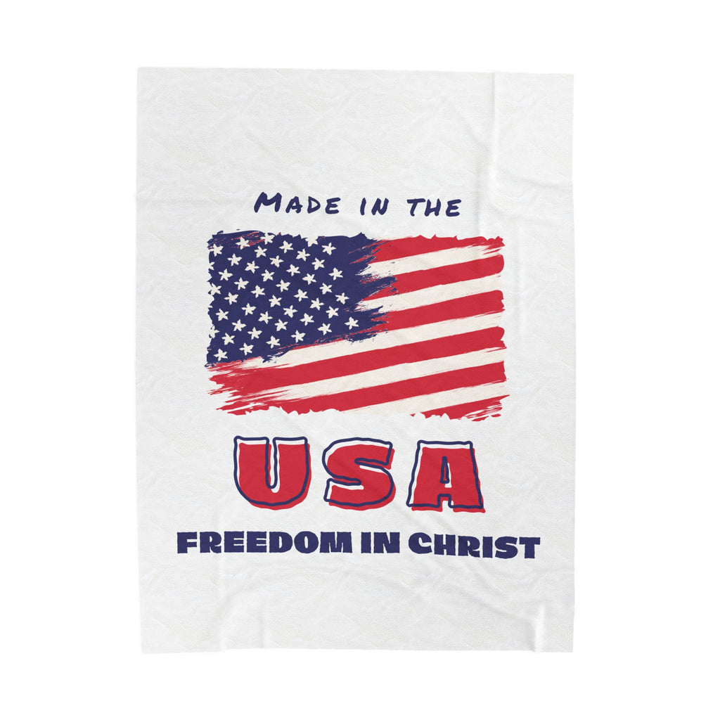 Freedom in Christ Flag Faith Velveteen Plush Blanket