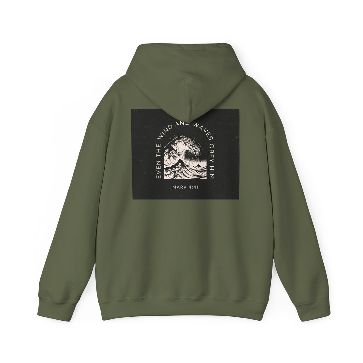 Even the Wind and Waves Obey Him Hoodie | Biblical Wave Graphic