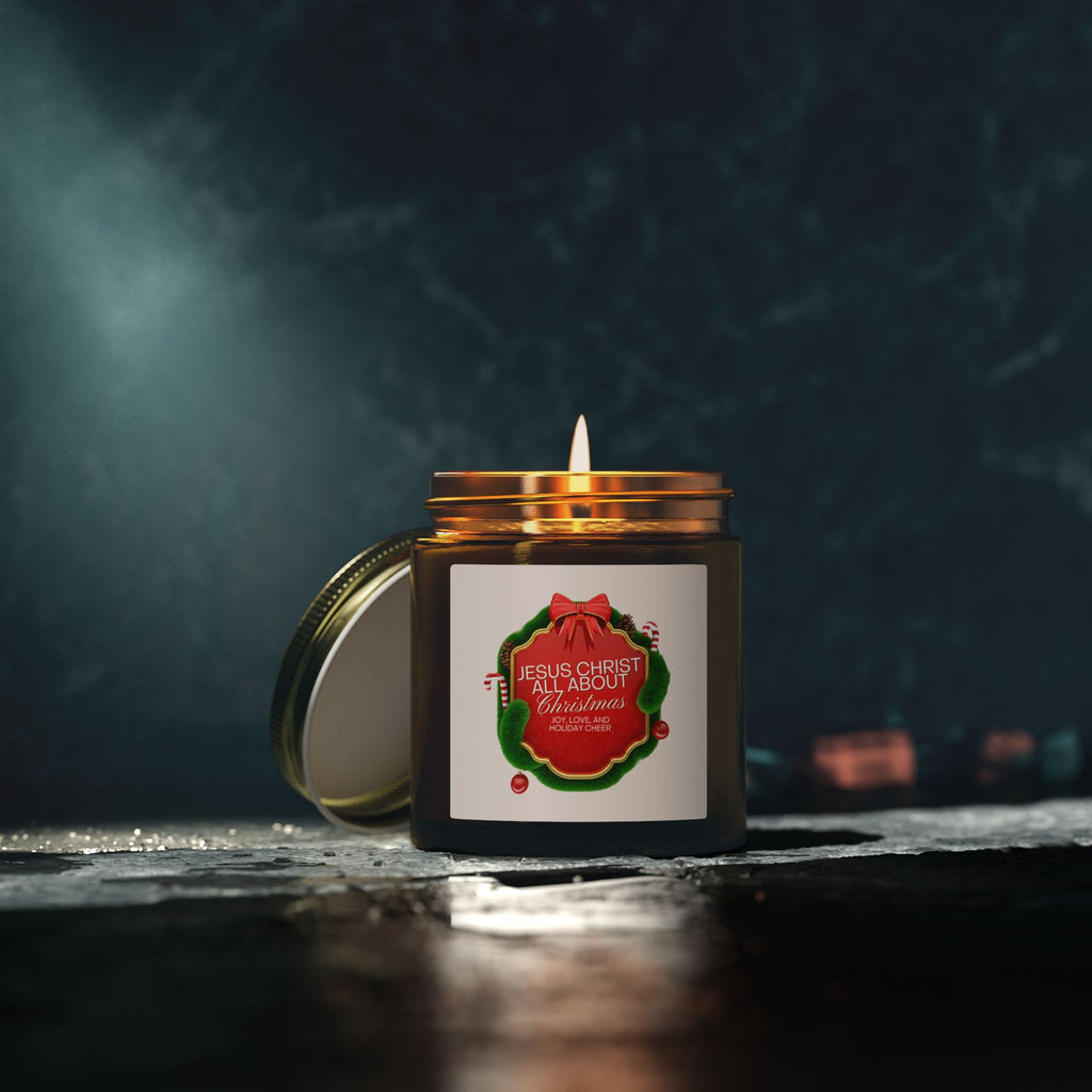 Christmas Candle — "Jesus Christ Is All About Christmas" Scented Coconut Apricot Wax (4oz)