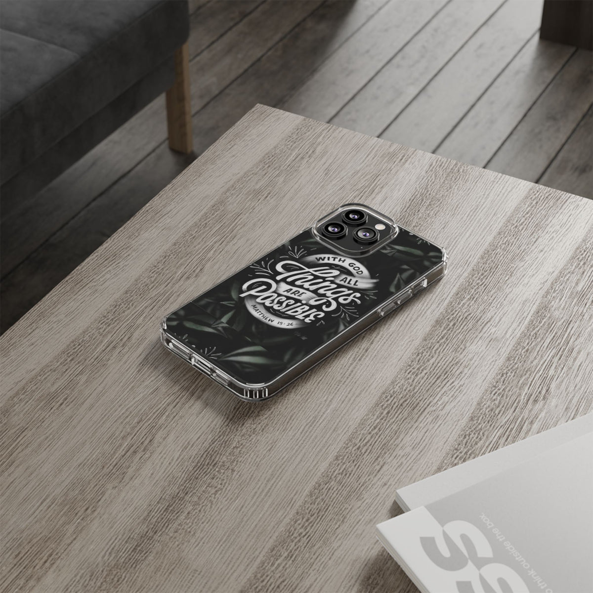 With God All Things Are Possible Phone Case Clear Impact-Resistant Christian Design
