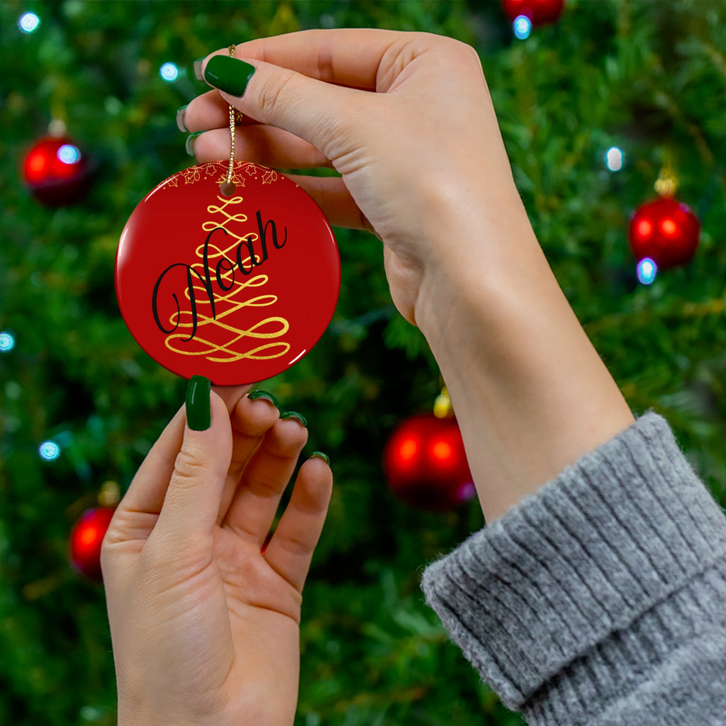 Personalized Christmas Ceramic Ornament - Holiday Decoration
