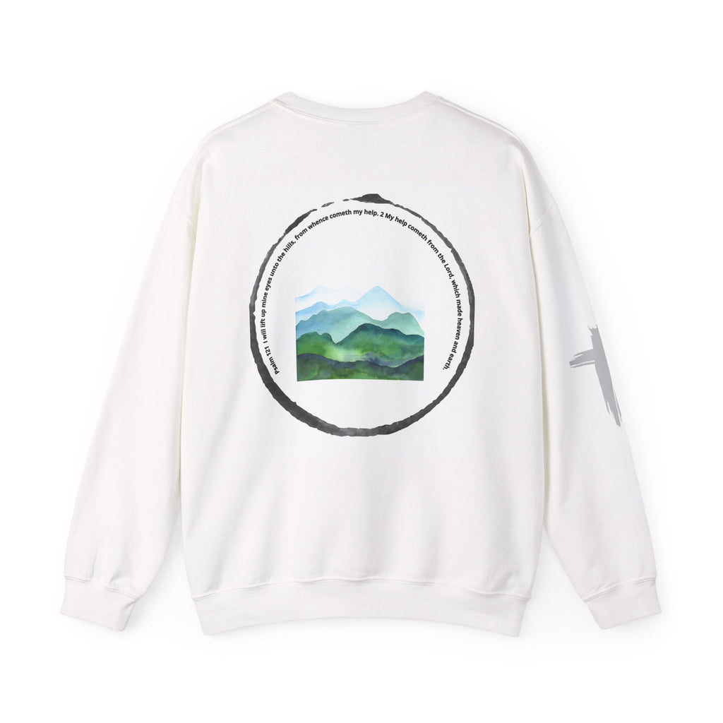 Faith Mountain Landscape Crewneck Sweatshirt Psalms 121