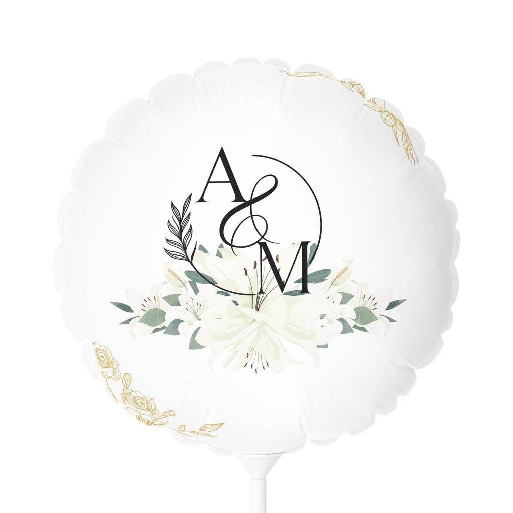 A Marriage in Christ" Wedding Balloon Beautiful White Floral