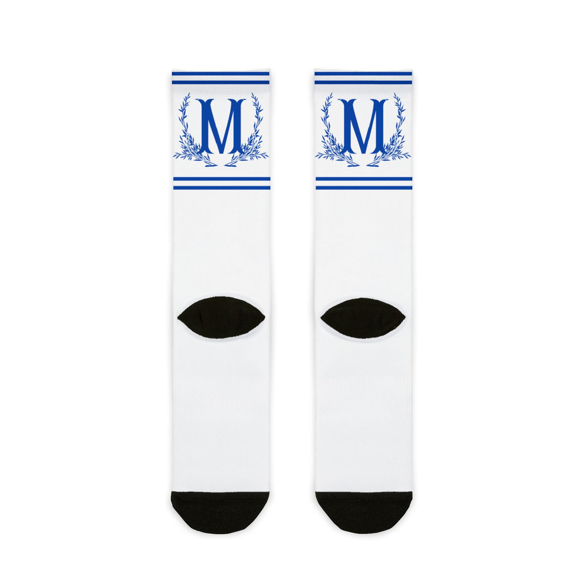 Blue Monogram M Cool Crew Socks | Personalized Initial Socks