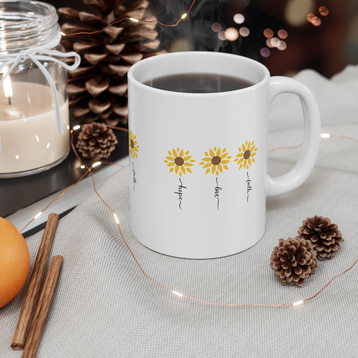 Sunflower Hope Ceramic Mug Inspirational Cup
