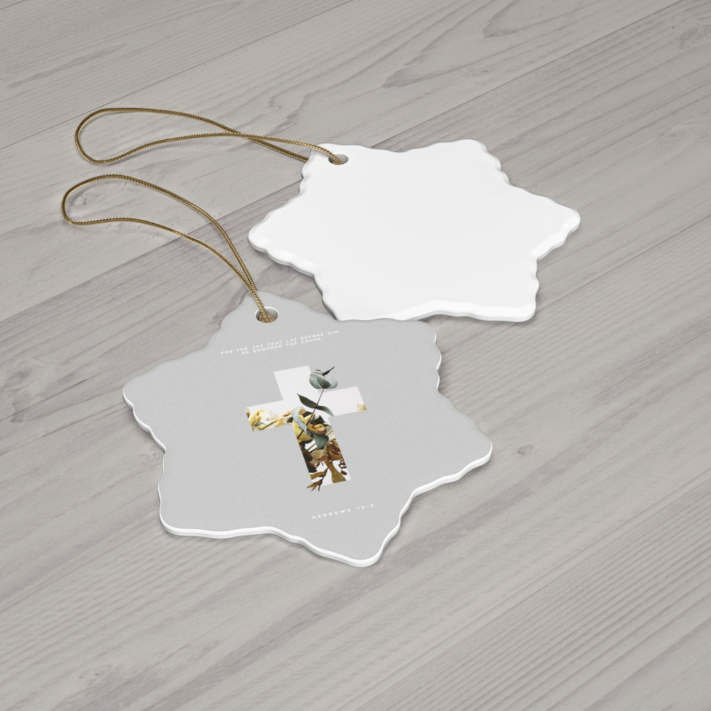 Faith Cross Ceramic Ornament — Christian Holiday Decoration