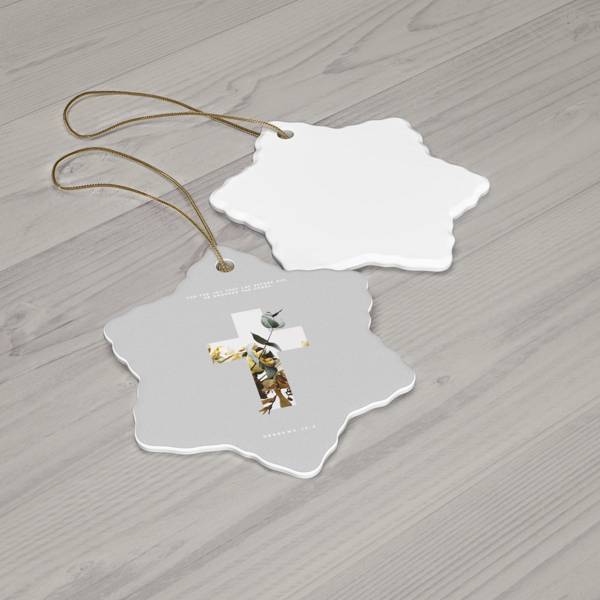Faith Cross Ceramic Ornament — Christian Holiday Decoration