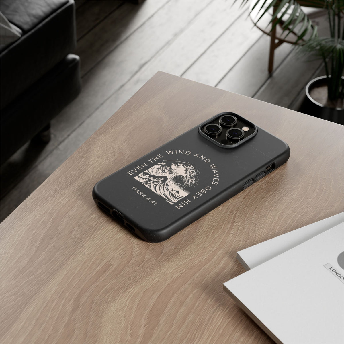 Even the Wind and Waves Obey Him phone case Mark 4:41 scripture iPhone case
