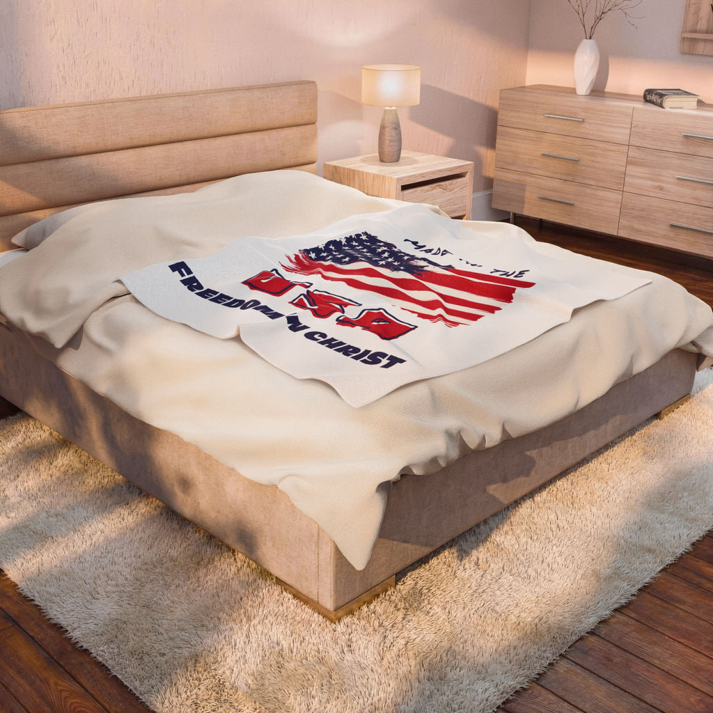 Freedom in Christ Flag Faith Velveteen Plush Blanket