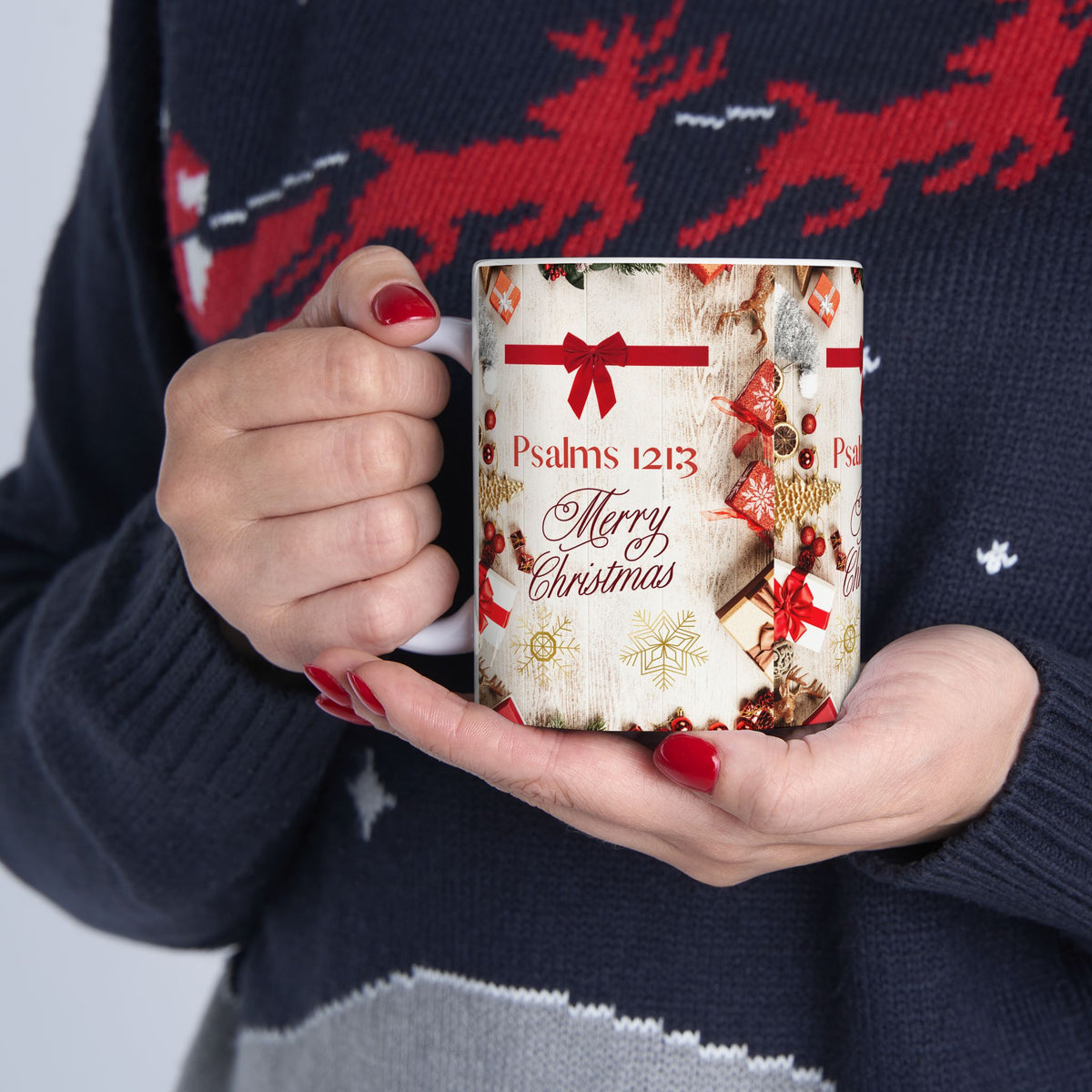 Christmas Psalms Mug — "Psalms 121:3" Merry Christmas Ceramic Coffee Cup (11oz)