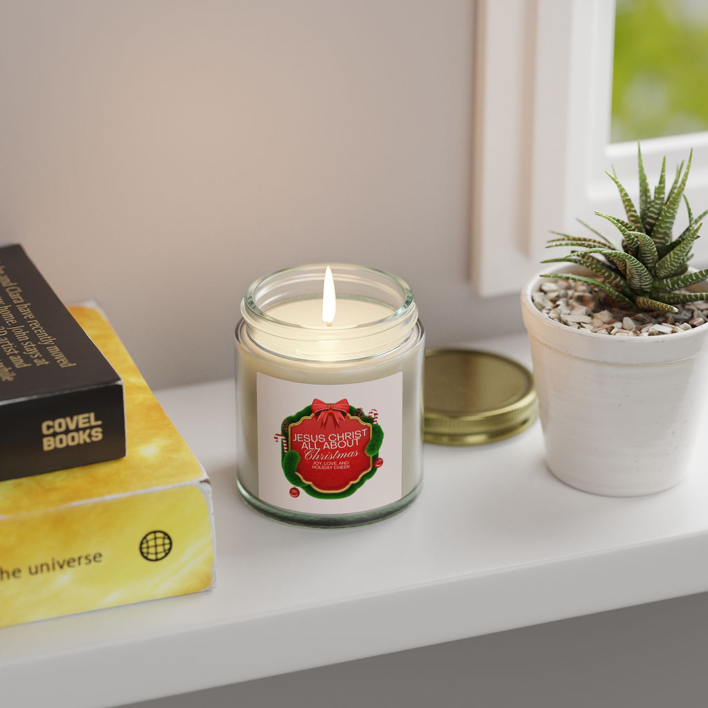 Christmas Candle — "Jesus Christ Is All About Christmas" Scented Coconut Apricot Wax (4oz)