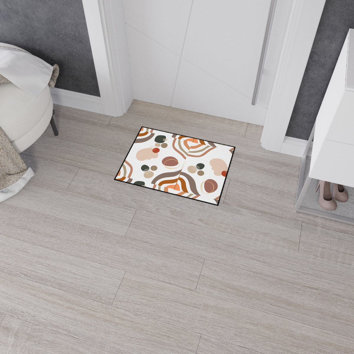 Abstract Elegant Earth Tone Shapes Floor Mat | Mid Century Modern Doormat