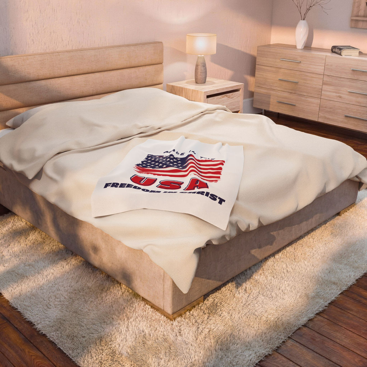 Freedom in Christ Flag Faith Velveteen Plush Blanket
