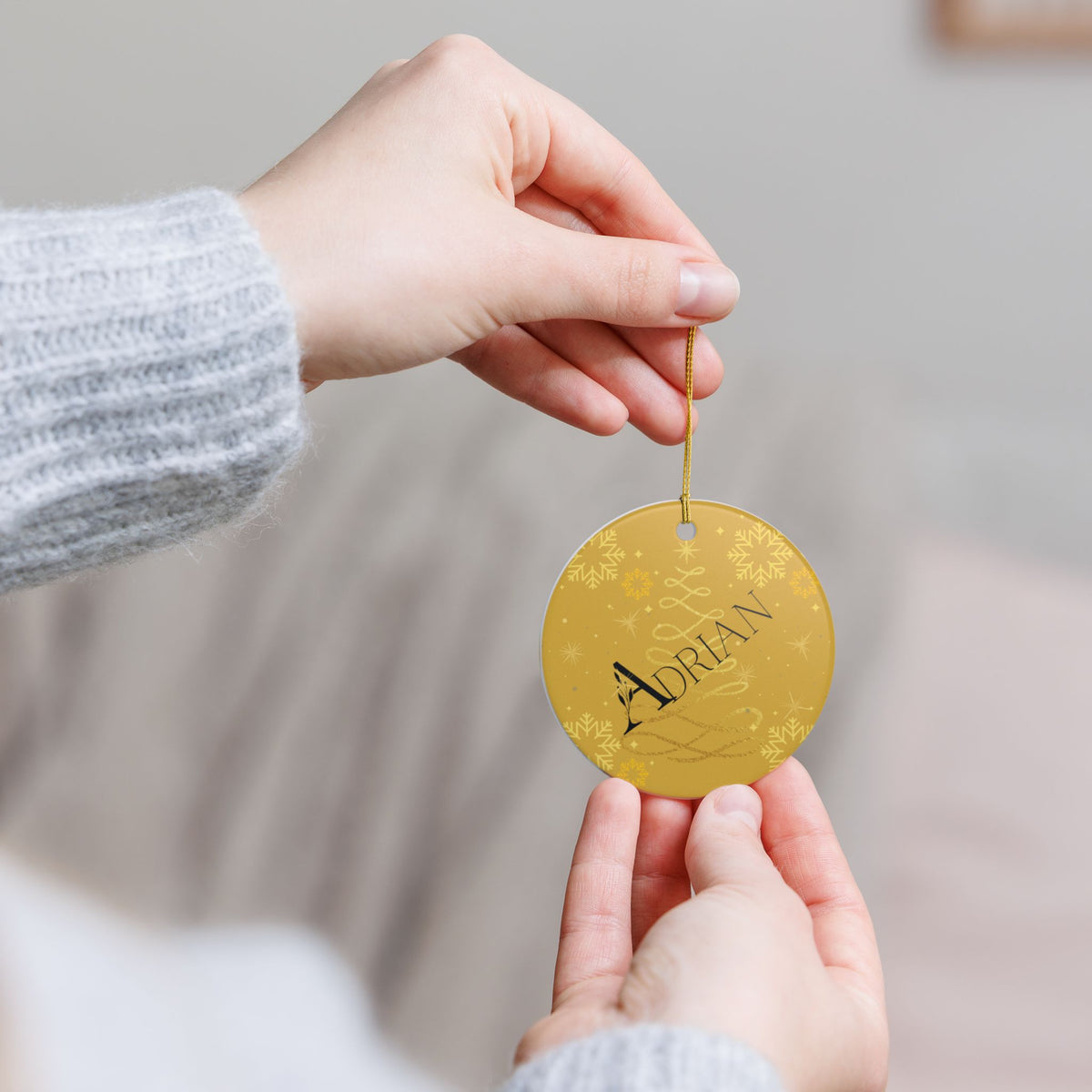 Holiday Ceramic Ornament Personalized "Adrian" Christmas Decoration