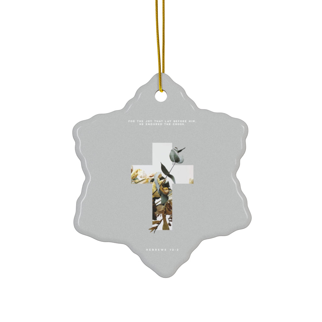 Faith Cross Ceramic Ornament — Christian Holiday Decoration