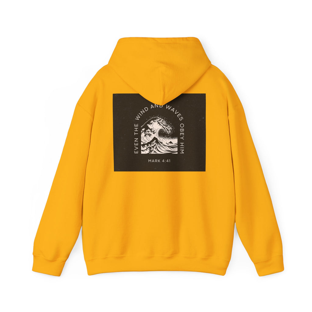 Even the Wind and Waves Obey Him Hoodie | Biblical Wave Graphic