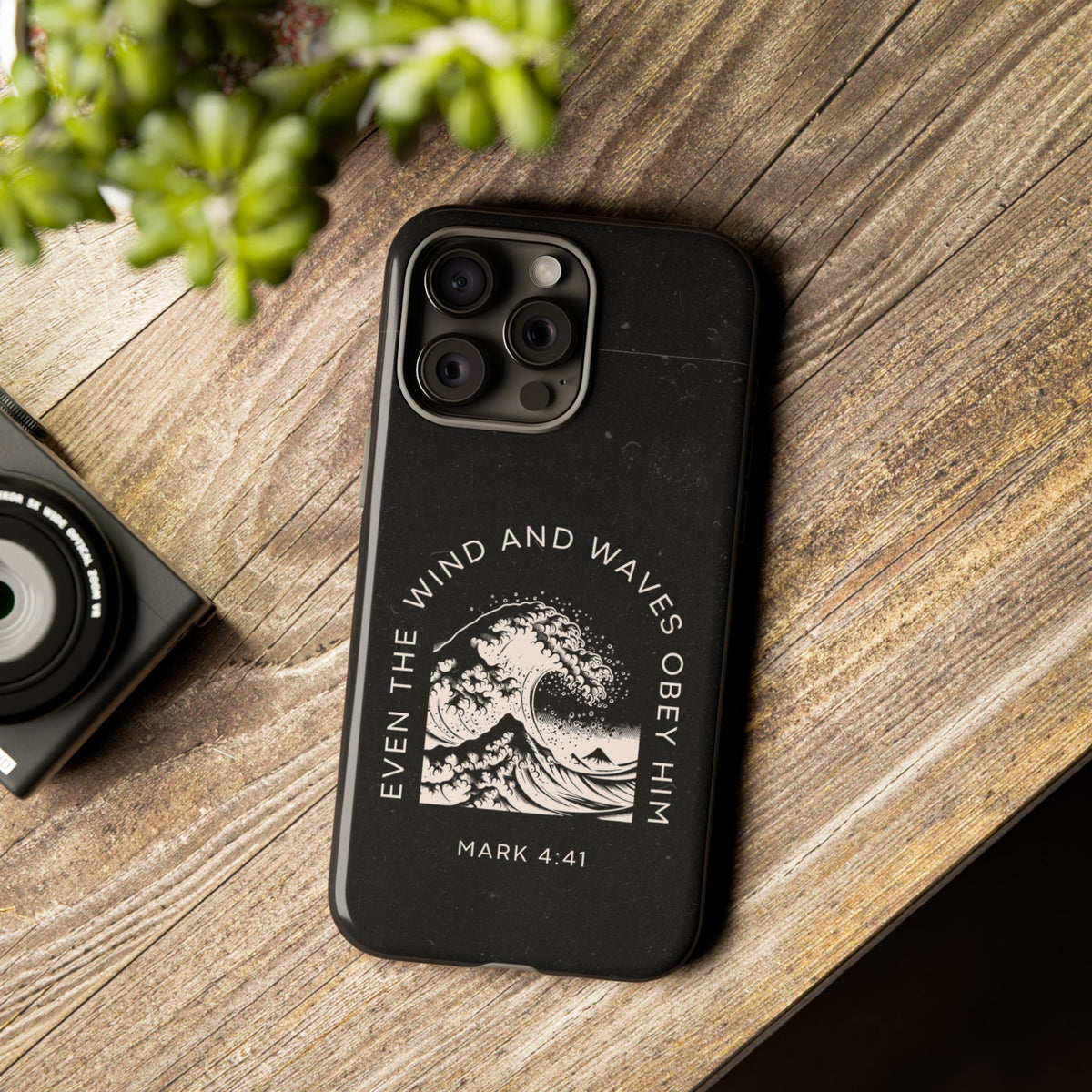 Even the Wind and Waves Obey Him phone case Mark 4:41 scripture iPhone case