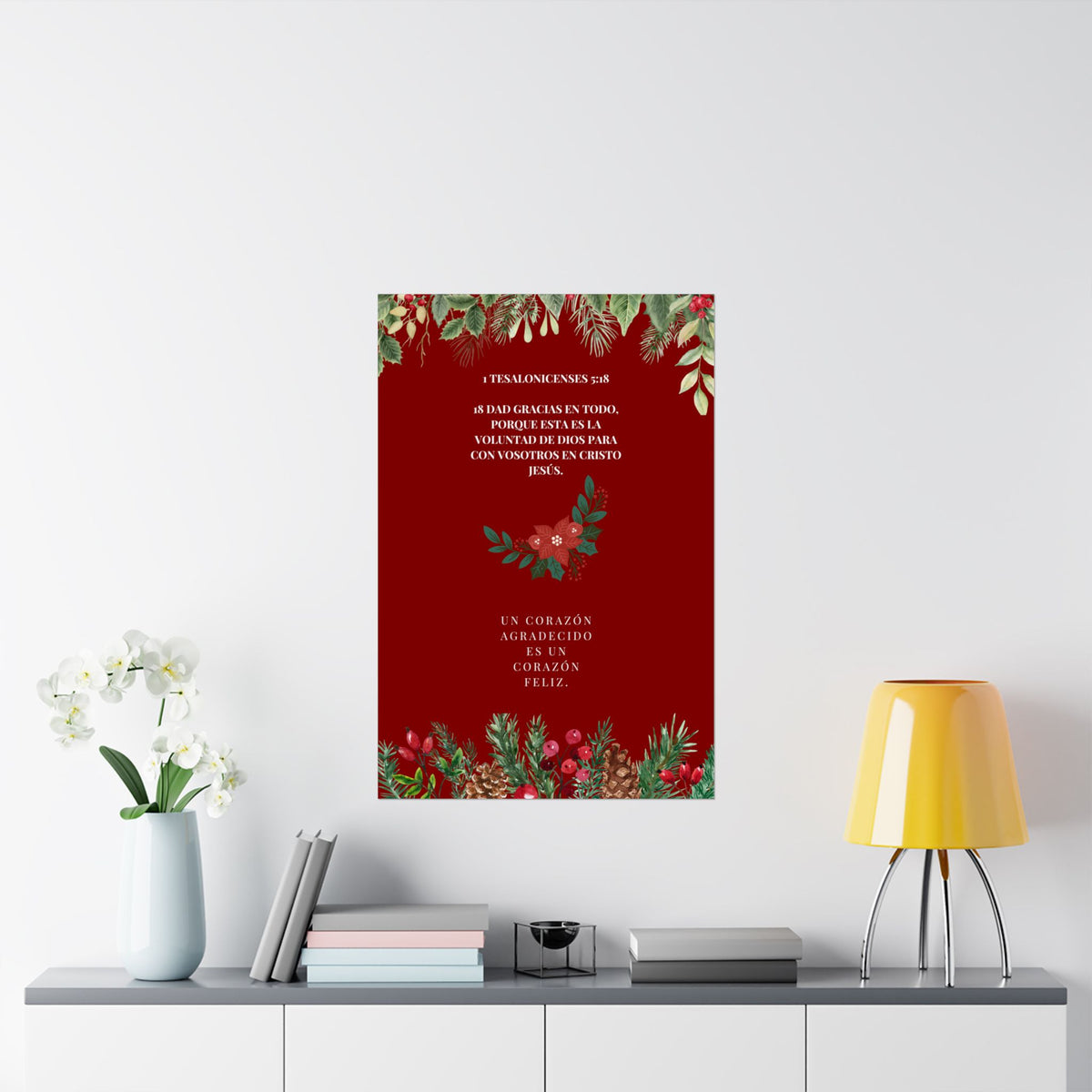 Christmas Bible Verse Poster — "Dad Gracias en Todo..." Matte Vertical Holiday Wall Art